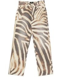 7 For All Mankind - Stovepipe Zebra-Print Straight-Leg Jeans - Lyst