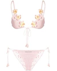 Alanui Floral Crocheted Bikini - Pink