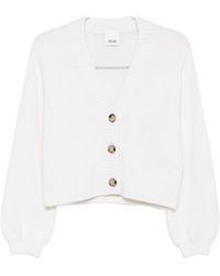 Allude - Ribbed-Trim V-Neck Cardigan - Lyst