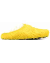 Marni Calf Hair Slippers - Yellow