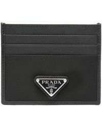 Prada - Triangle-Logo Leather Wallet - Lyst