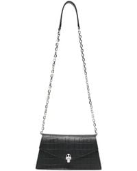 McQueen - Skull Crocodile-Effect Shoulder Bag - Lyst