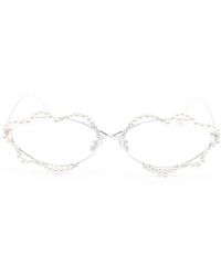 YVMIN - Pearl-Embellished Lip-Frame Sunglasses - Lyst