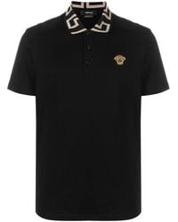 Versace - Greca Organic Cotton Polo Shirt - Lyst