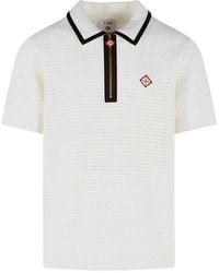 CASABLANCA - Waffle Stitch Wool Polo Shirt - Lyst