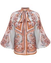 Zimmermann - Aster Tie-Neck Blouse - Lyst