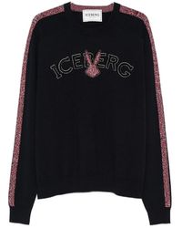 Iceberg - Logo-Embroidered Side-Stripe Sweater - Lyst