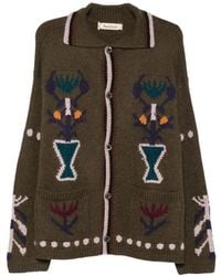 BAZISZT - Intarsia-Knit Button-Up Cardigan - Lyst