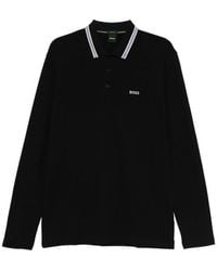 BOSS - Long-Sleeved Cotton Piqué Polo Shirt - Lyst