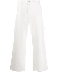 Loewe Cuffed-hem Cropped Wide-leg Trousers - White