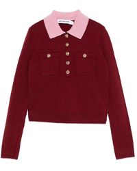 Self-Portrait - Contrast-Collar Polo Top - Lyst