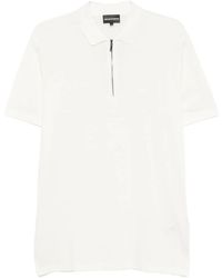 Emporio Armani - Quarter-Zip Logo-Patch Polo Shirt - Lyst