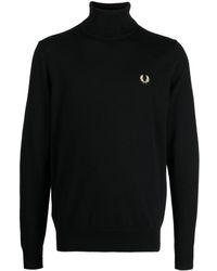 Fred Perry - Logo-embroidered Roll-neck Jumper - Lyst