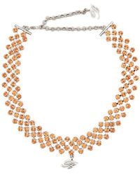 Blumarine - Crystal-Embellished B-Logo Necklace - Lyst