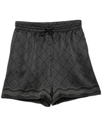 CASABLANCA - Monogram-Print Silk-Twill Shorts - Lyst