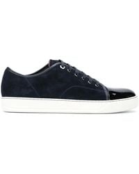 Lanvin - Panelled Patent-Leather And Velvet Low-Top Trainers - Lyst