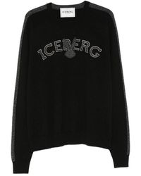 Iceberg - Logo-Embroidered Side-Stripe Sweater - Lyst