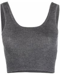 Loulou Studio Ribbed-knit Cropped Top - Gray