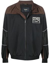 Fendi - Logo-patch Zip-up Sports Jacket - Lyst