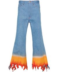TENDER PERSON - Flame-Print Cotton Jeans - Lyst