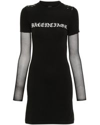 Balenciaga - Logo-Print Jersey Mini Dress - Lyst