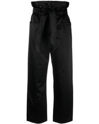 Max Mara - High-Waisted Belted Satin Trousers - Lyst