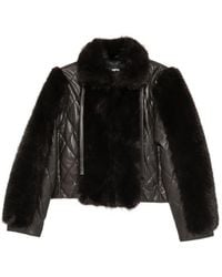 ROTATE BIRGER CHRISTENSEN - Faux Fur-Trimmed Quilted Leather Jacket - Lyst