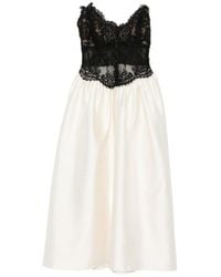 Self-Portrait - Lace-Bodice Flared Midi Dress - Lyst