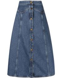 Chloé - A-Line Button-Up Denim Skirt - Lyst