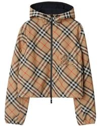 Burberry - Cropped Reversible Check Jacket - Lyst