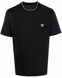 Prada Round Neck Logo Print T-shirt - Black