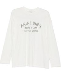 Anine Bing - Logo-Print Long-Sleeve T-Shirt - Lyst