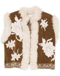 forte_forte - Floral-Intarsia Shearling-Trim Jacket - Lyst