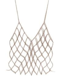 Panicale - Bead-Embellished Sleeveless Top - Lyst