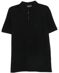 Emporio Armani - Zip-Fastening Logo-Patch Polo Shirt - Lyst
