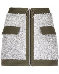 Balmain - Contrast-trim Zipped Skirt - Lyst