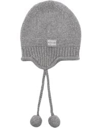 Miu Miu - Pompom-Detailed Ear-Flap Beanie - Lyst