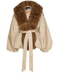 ROTATE BIRGER CHRISTENSEN - Voluminous Jacket With Plush Fur Collar - Lyst