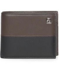 Fendi - Ff Double Two-Tone And Ebony Leather Bi-Fold Coin Wallet - Lyst