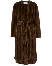 STAND - Miranda Belted Faux-Fur Coat - Lyst