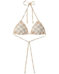 Burberry - Checked Triangle Bikini Top - Lyst