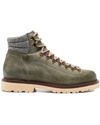 Brunello Cucinelli - Lace-Up Panelled Boots - Lyst