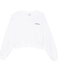 Sporty & Rich - Elza Logo-Embroidered Cropped Sweatshirt - Lyst