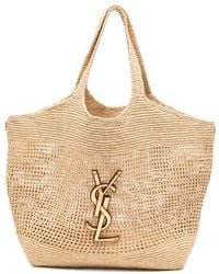 Saint Laurent - Icare Cassandre Raffia Tote Bag - Lyst