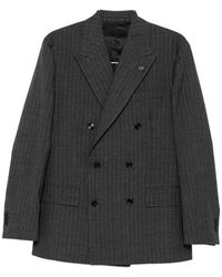 Lardini - Pinstripe-Pattern Double-Breasted Blazer - Lyst