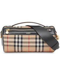 burberry kennedy small vintage check barrel bag