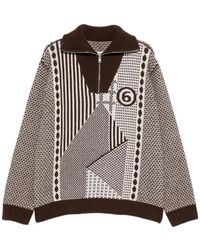 MM6 by Maison Margiela - Patchwork Quarter-Zip Knit - Lyst