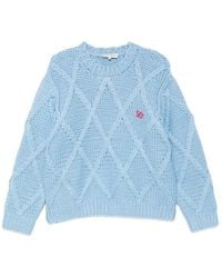 Stine Goya - Cable-Knit Embroidered-Logo Sweater - Lyst