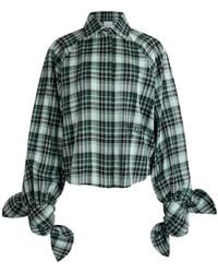 Patou - Bow-Sleeve Check Shirt - Lyst