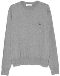 Vivienne Westwood - Alex Embroidered-Detail Crew-Neck Long-Sleeve Knitted Cotton T-Shirt - Lyst